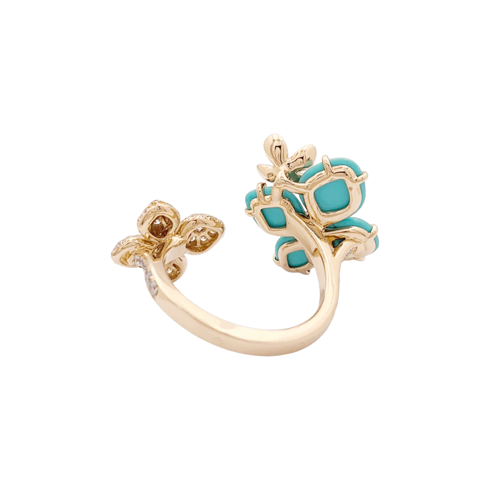 Bague Cocktail CHAUMET "Hortensia Eden" en or rose, turquoises et diamants - Image 4