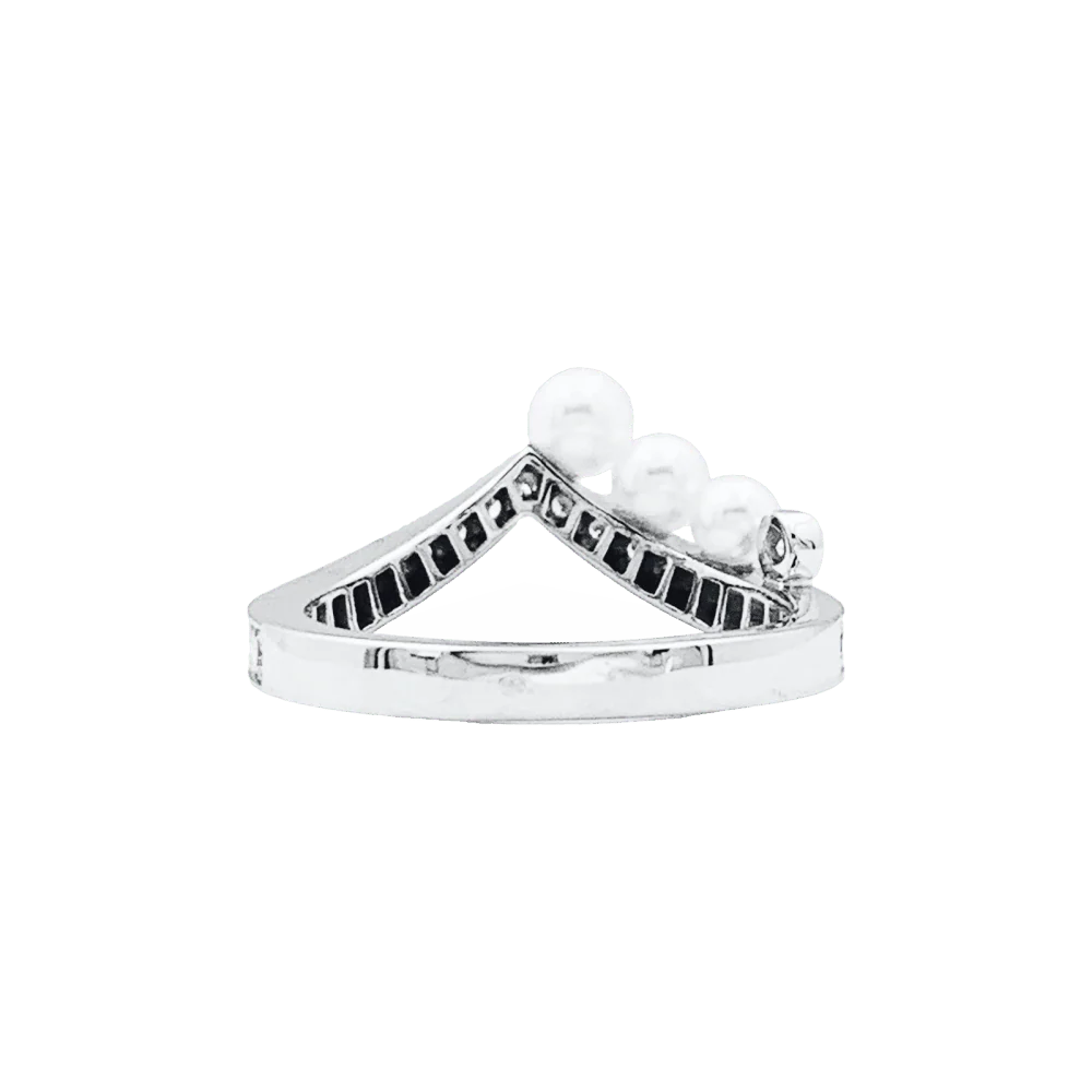 Bague Alliance CHAUMET "Joséphine Aigrette" en or blanc, perles et diamants - Image 4
