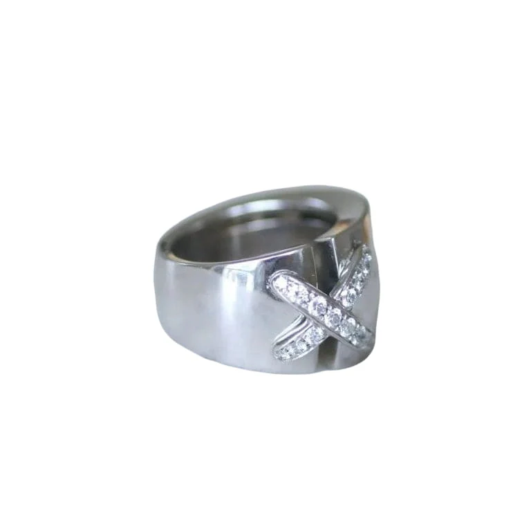Bague Chaumet Liens croisés XL or blanc diamants - Image 3