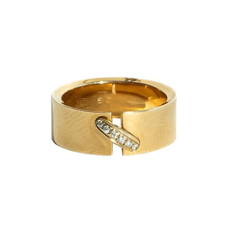 Bague Bandeau CHAUMET "Liens" en or jaune et diamants