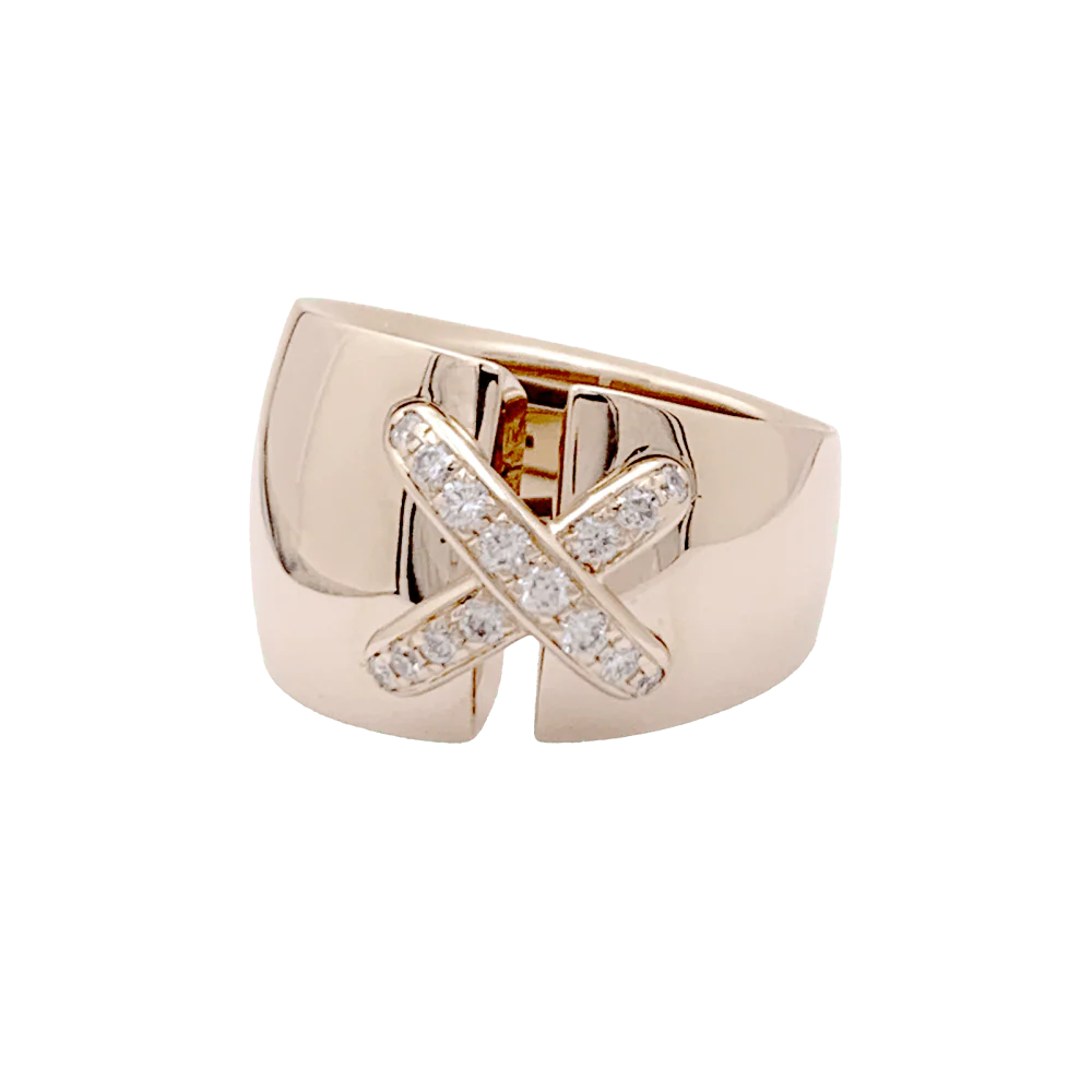 Bague Bandeau CHAUMET "Liens Asymétriques" en or rose et diamants