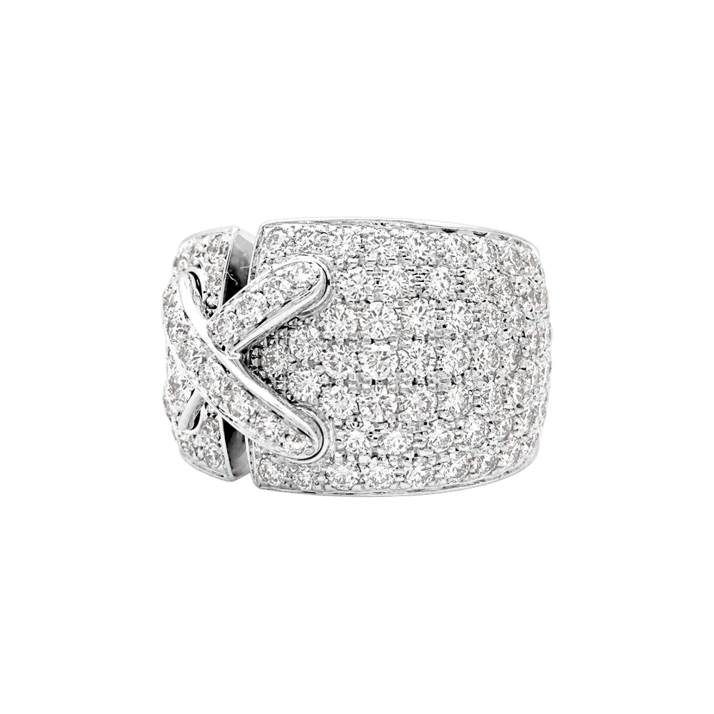 Bague Bandeau CHAUMET "Liens XL" en or blanc et diamants
