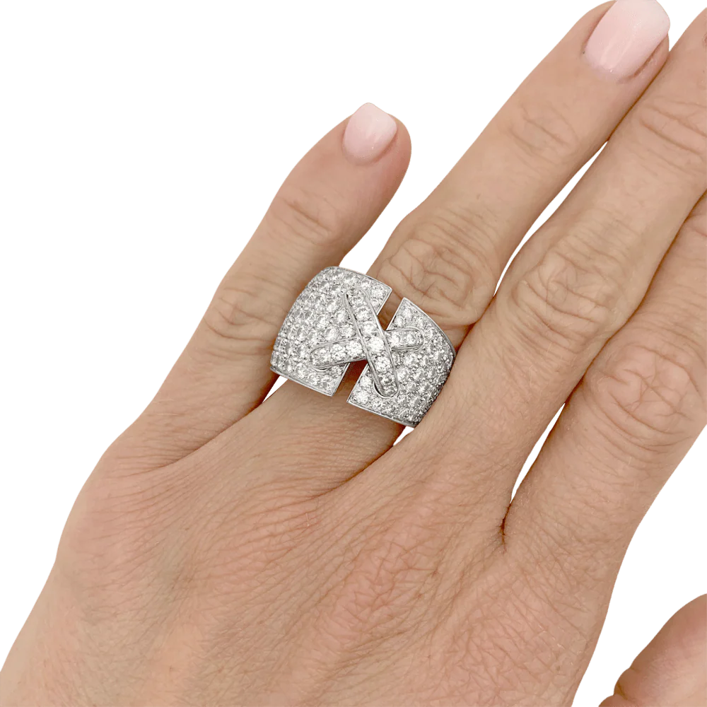 Bague Bandeau CHAUMET "Liens XL" en or blanc et diamants - Image 2