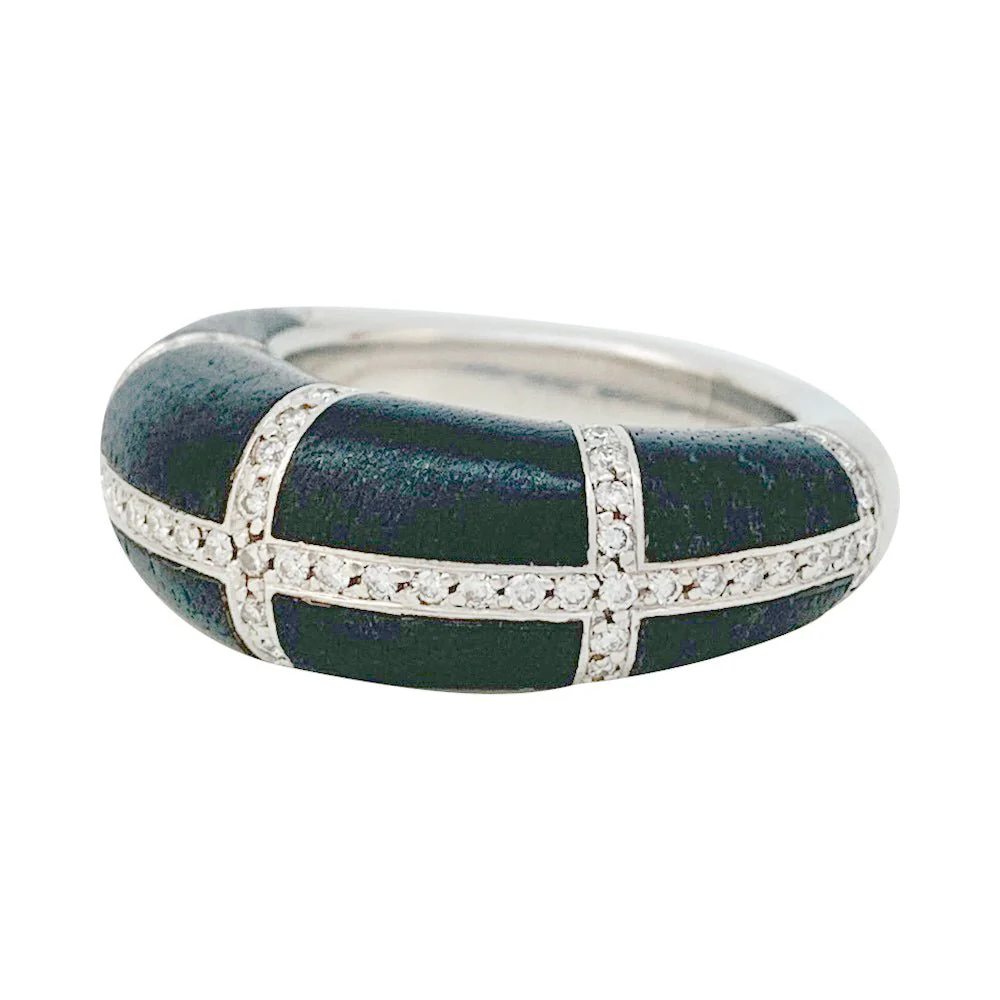 Bague CHAUMET, modèle "Anneau", or blanc, diamants et ébène - Image 5