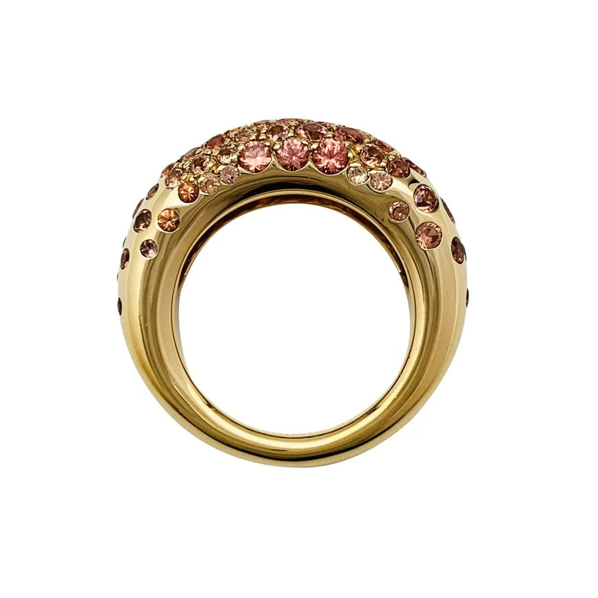 Bague Jonc CHAUMET "Caviar" en or jaune et saphirs oranges - Image 6