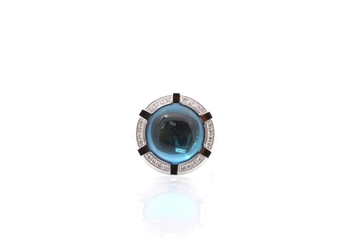Bague CHAUMET "Class One Croisière" en or blanc, topaze et diamants