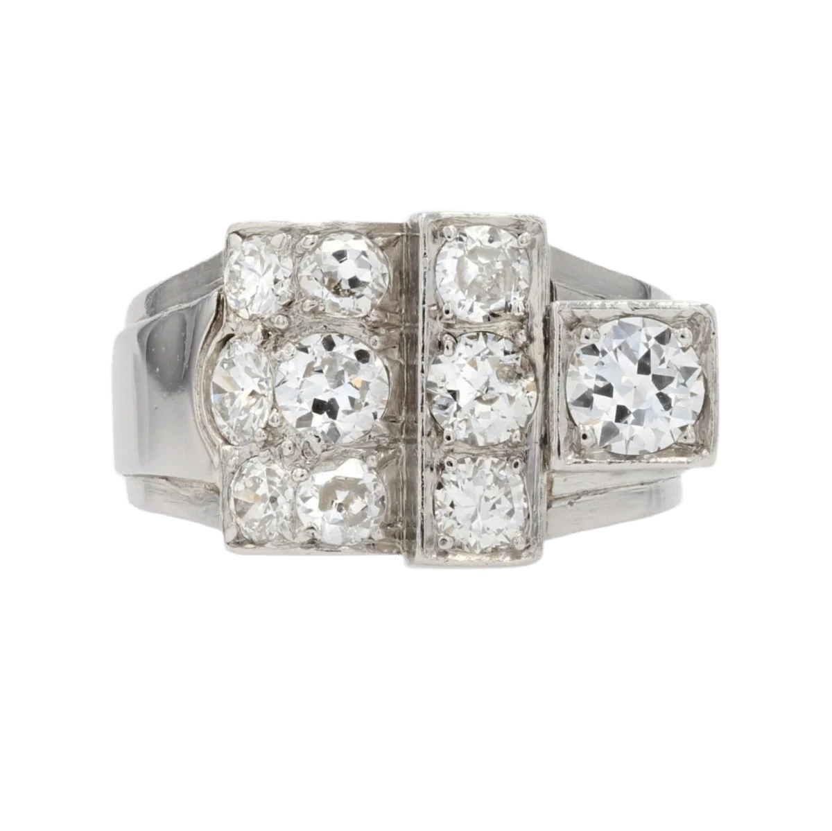 Bague Chevalière en platine et diamants