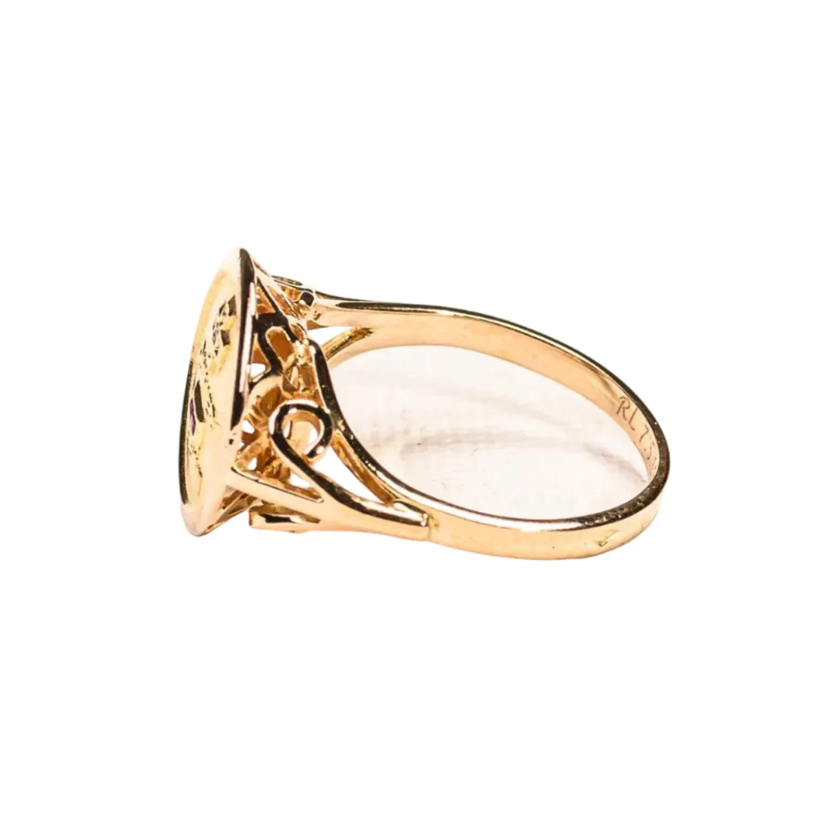 Bague Chevalière AUGIS en or jaune et rubis - Image 3