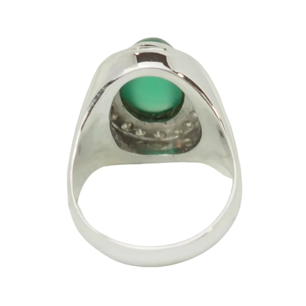 Bague Chevalière en or blanc, agate et diamants - Image 4
