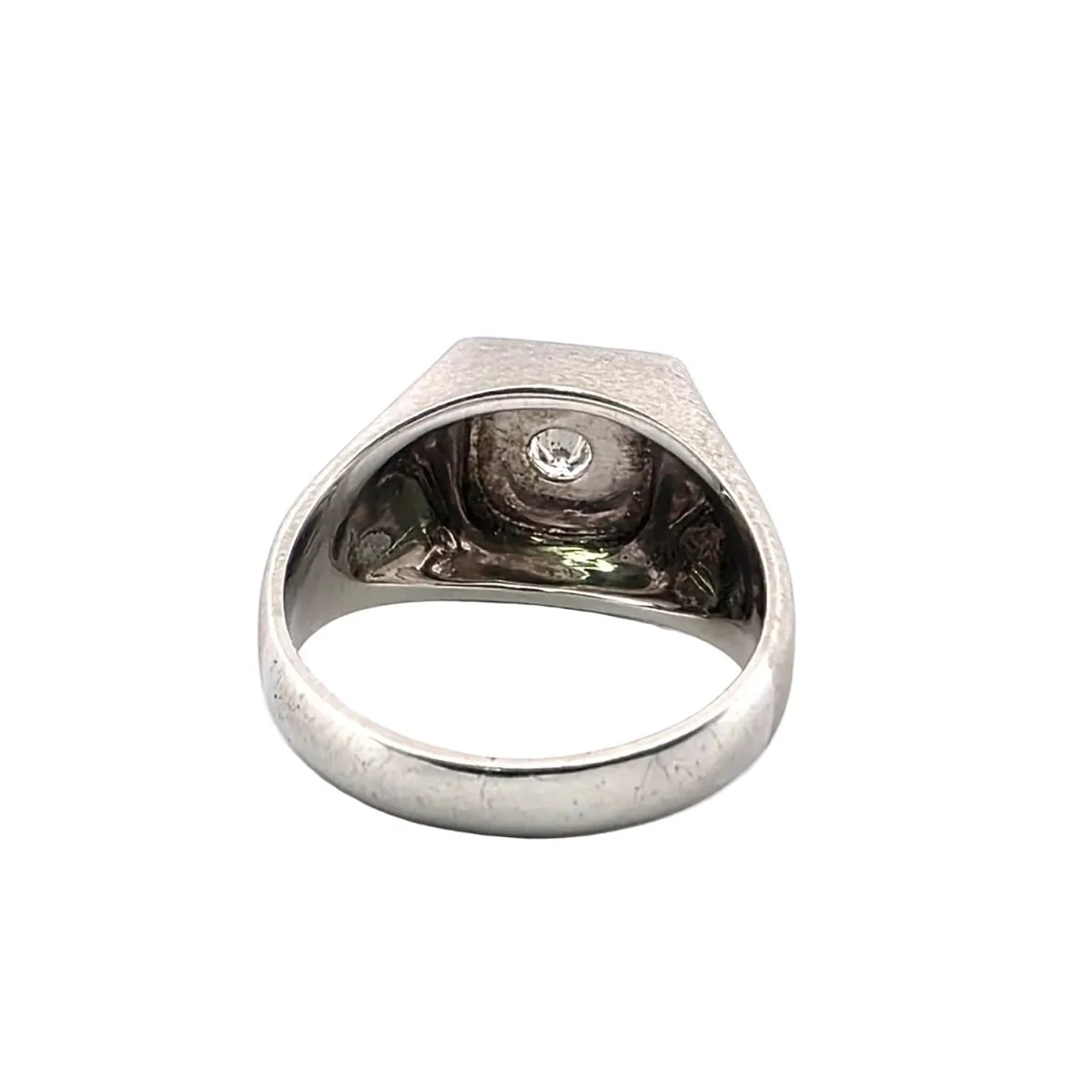 Bague Chevalière en or blanc, émail et diamant - Image 3