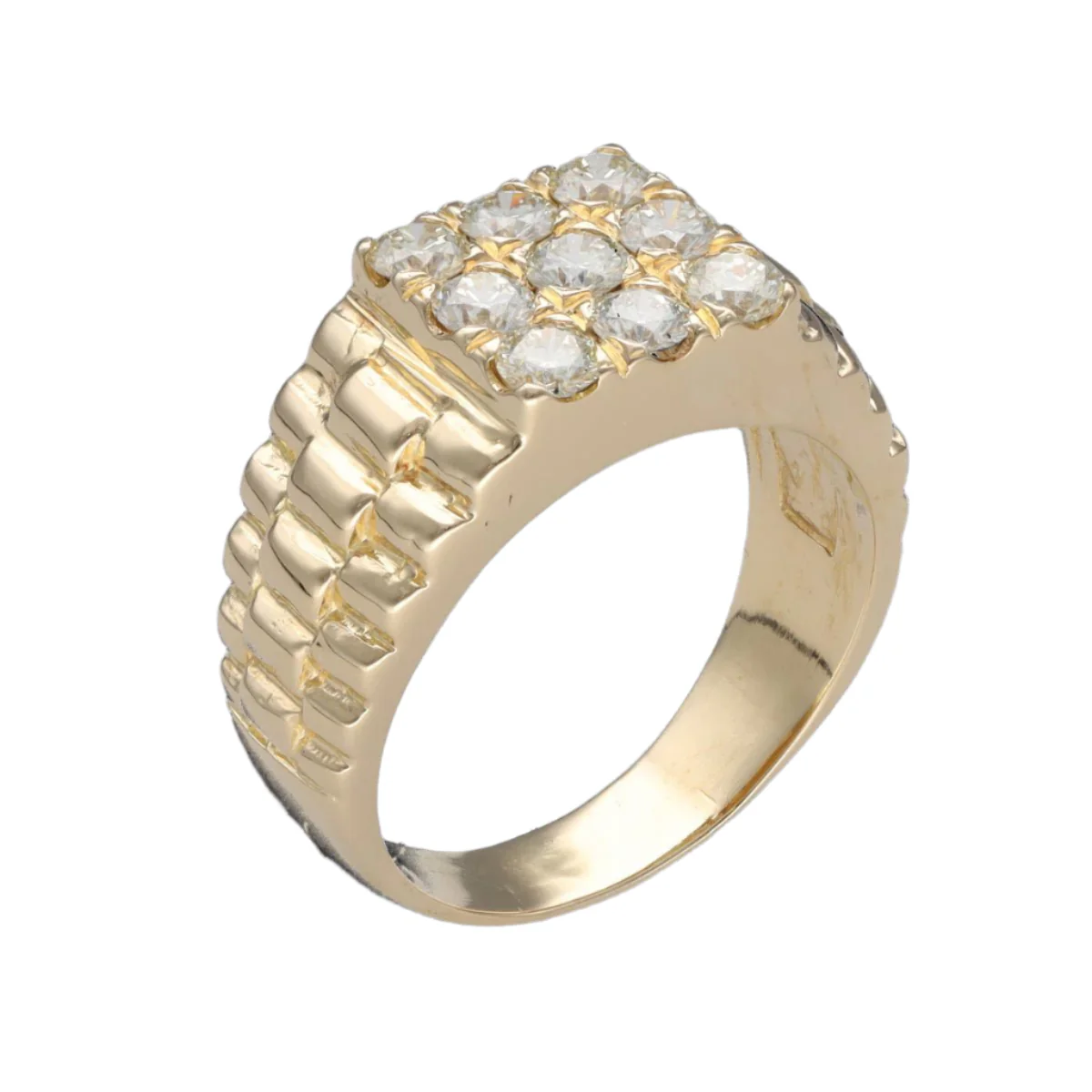 Bague Chevalière en or jaune et diamants - Image 3