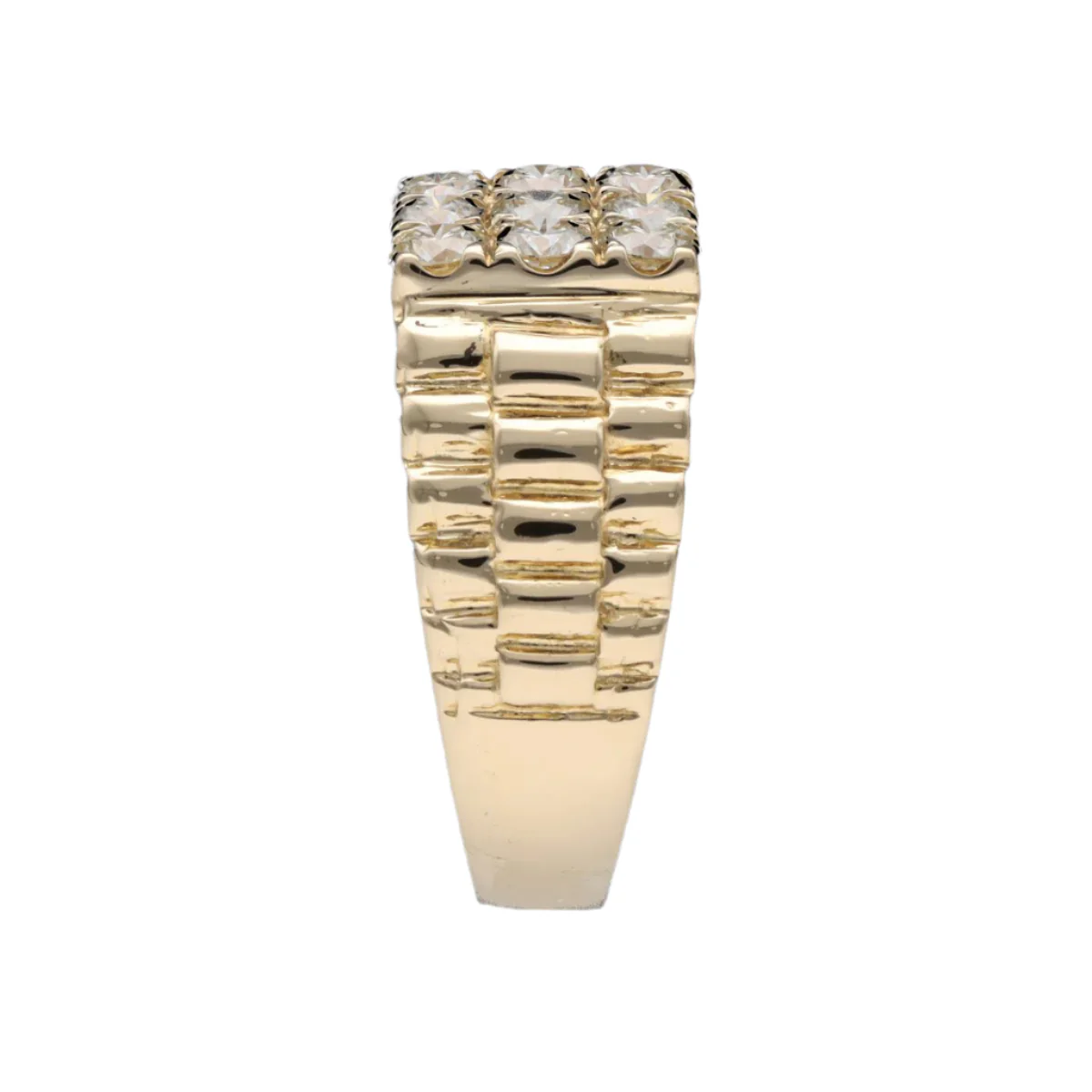 Bague Chevalière en or jaune et diamants - Image 4