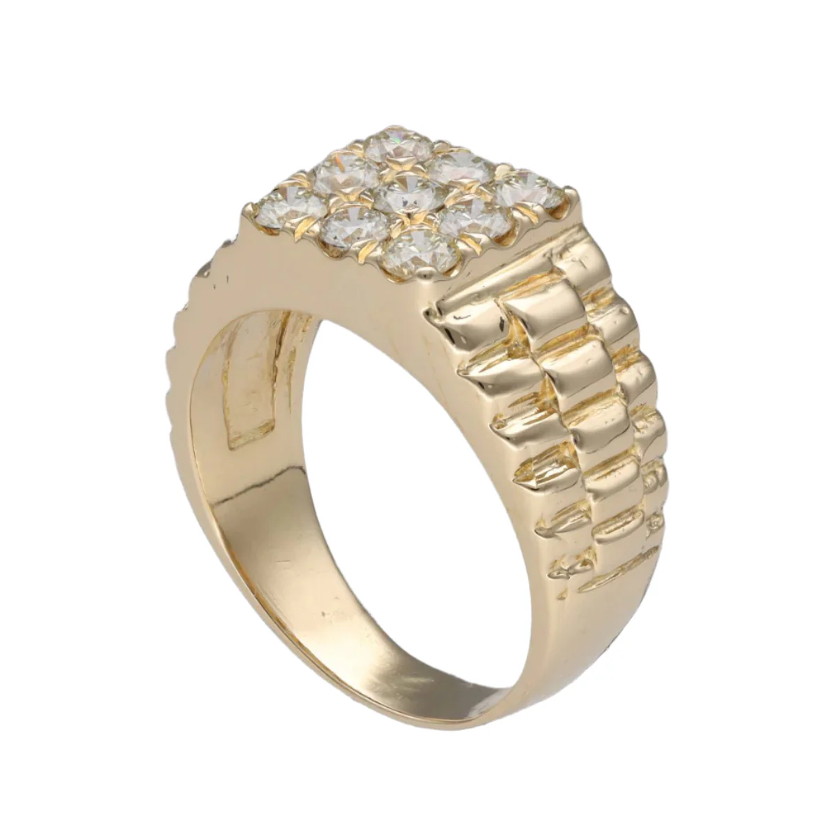 Bague Chevalière en or jaune et diamants - Image 5