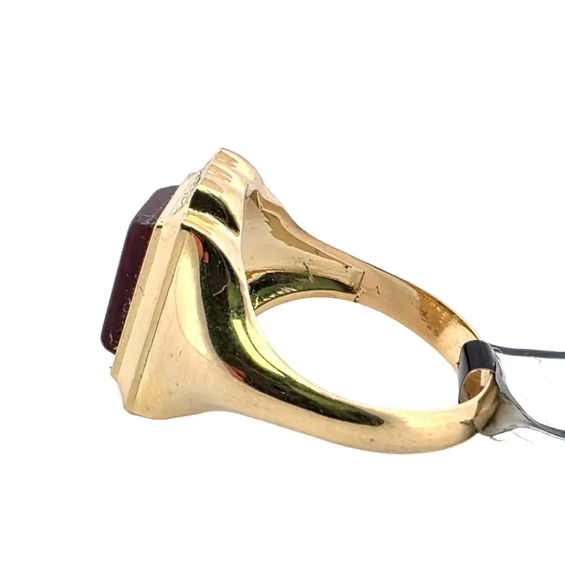 Bague Chevalière en or jaune, cornaline et diamants - Image 3