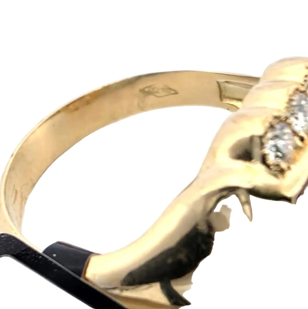 Bague Chevalière en or jaune, cornaline et diamants - Image 4