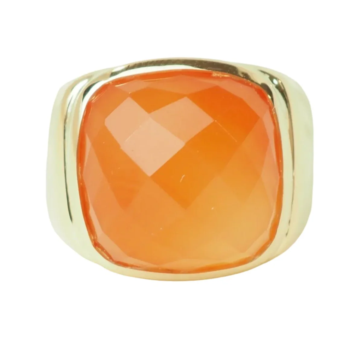 Bague Chevalière en or jaune et cornaline