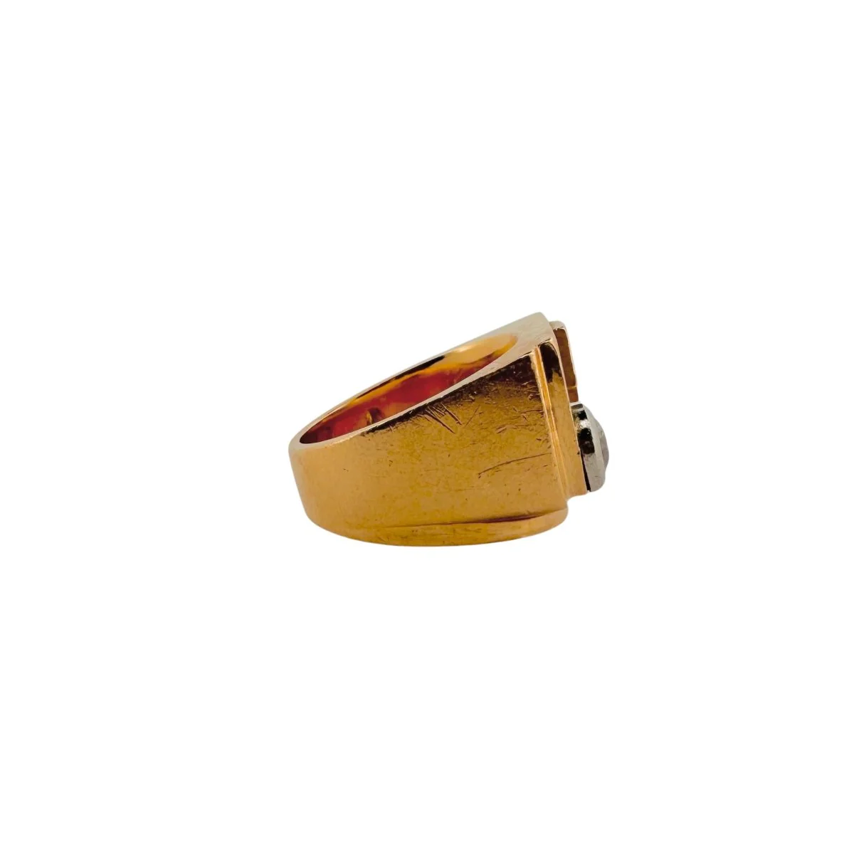 Bague Chevalière en or jaune et diamant - Image 3