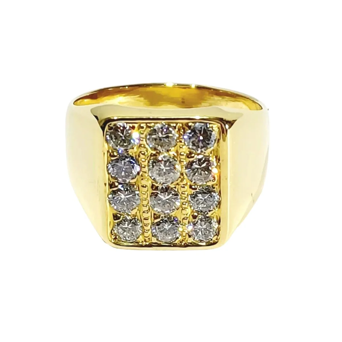 Bague Chevalière en or jaune et diamants