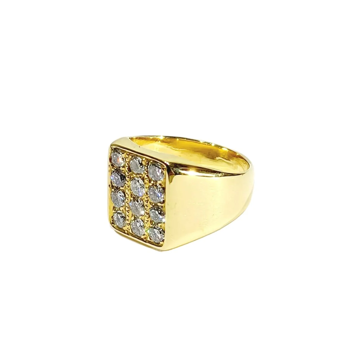 Bague Chevalière en or jaune et diamants - Image 3