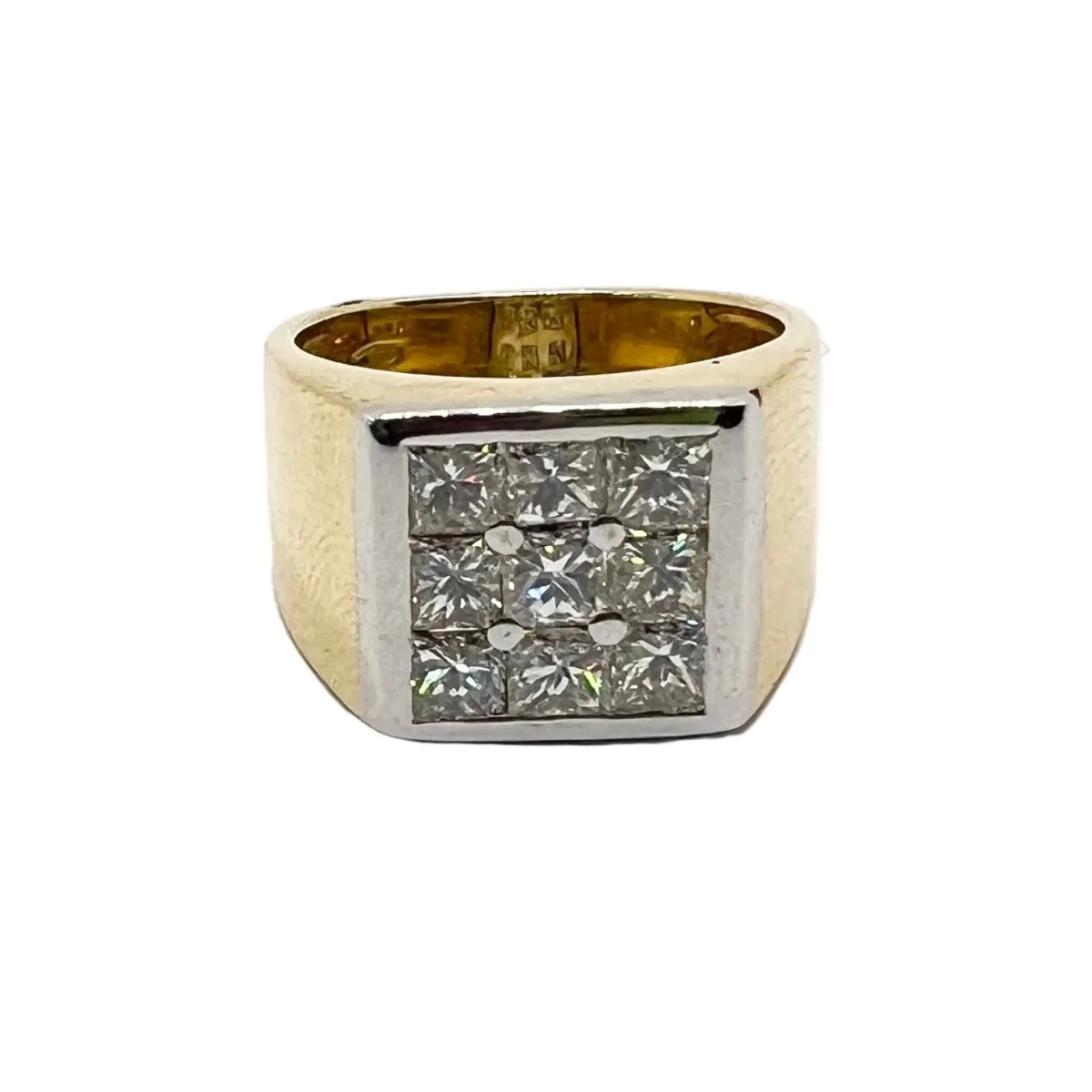 Bague Chevalière en or jaune et diamants