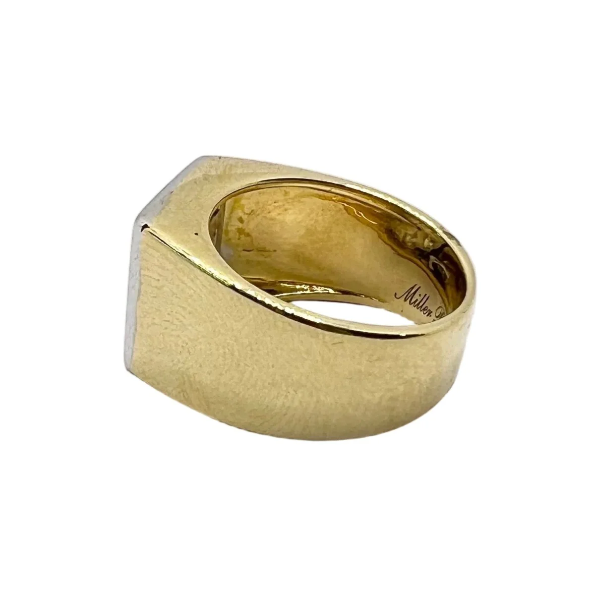 Bague Chevalière en or jaune et diamants - Image 3