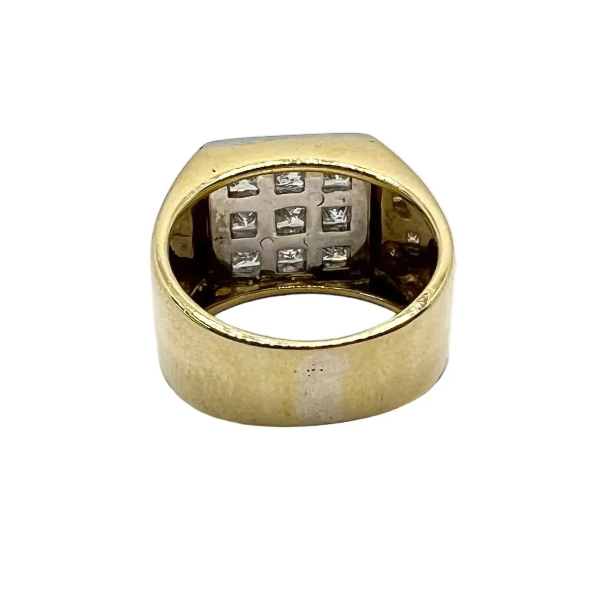 Bague Chevalière en or jaune et diamants - Image 4
