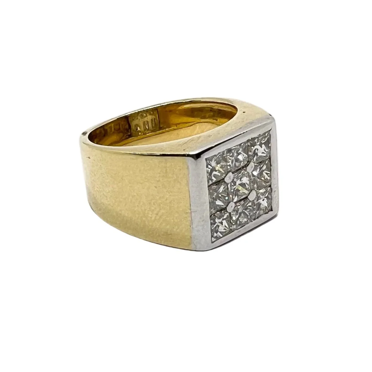 Bague Chevalière en or jaune et diamants - Image 6