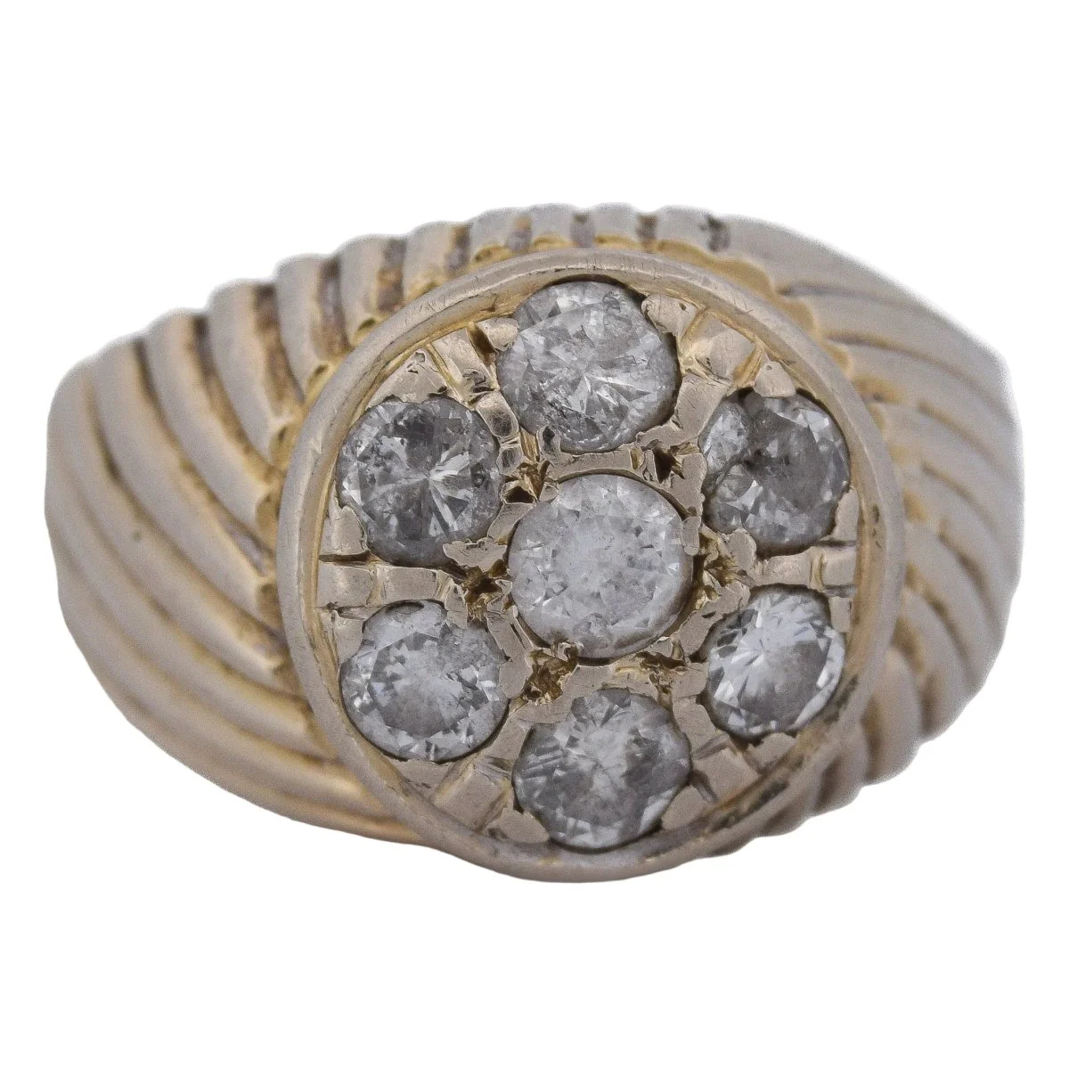 Bague Chevalière en or jaune et diamants