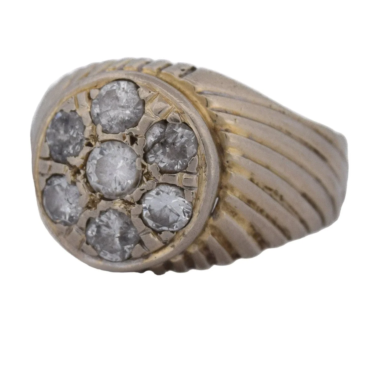 Bague Chevalière en or jaune et diamants - Image 3