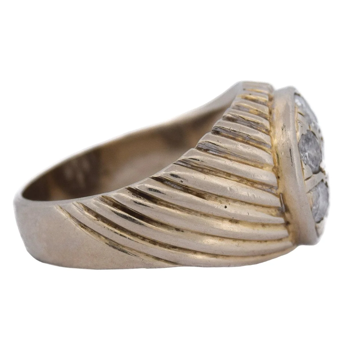 Bague Chevalière en or jaune et diamants - Image 5