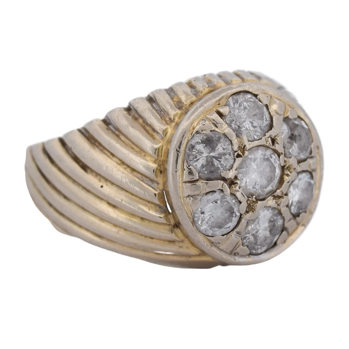 Bague Chevalière en or jaune et diamants - Image 6