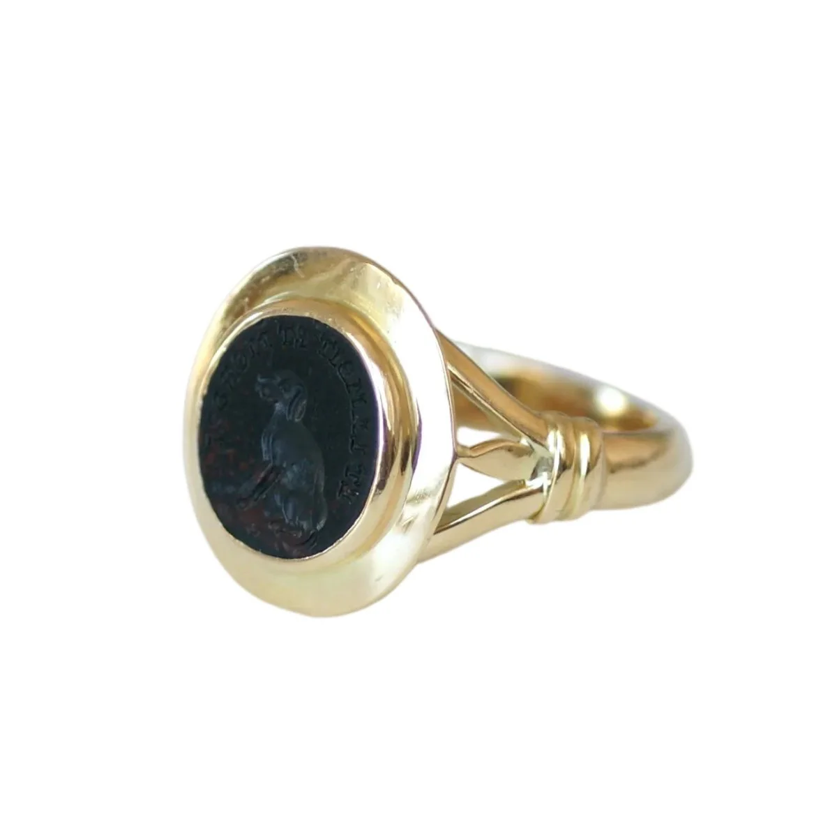 Bague Chevalière en or jaune et jaspe - Image 3