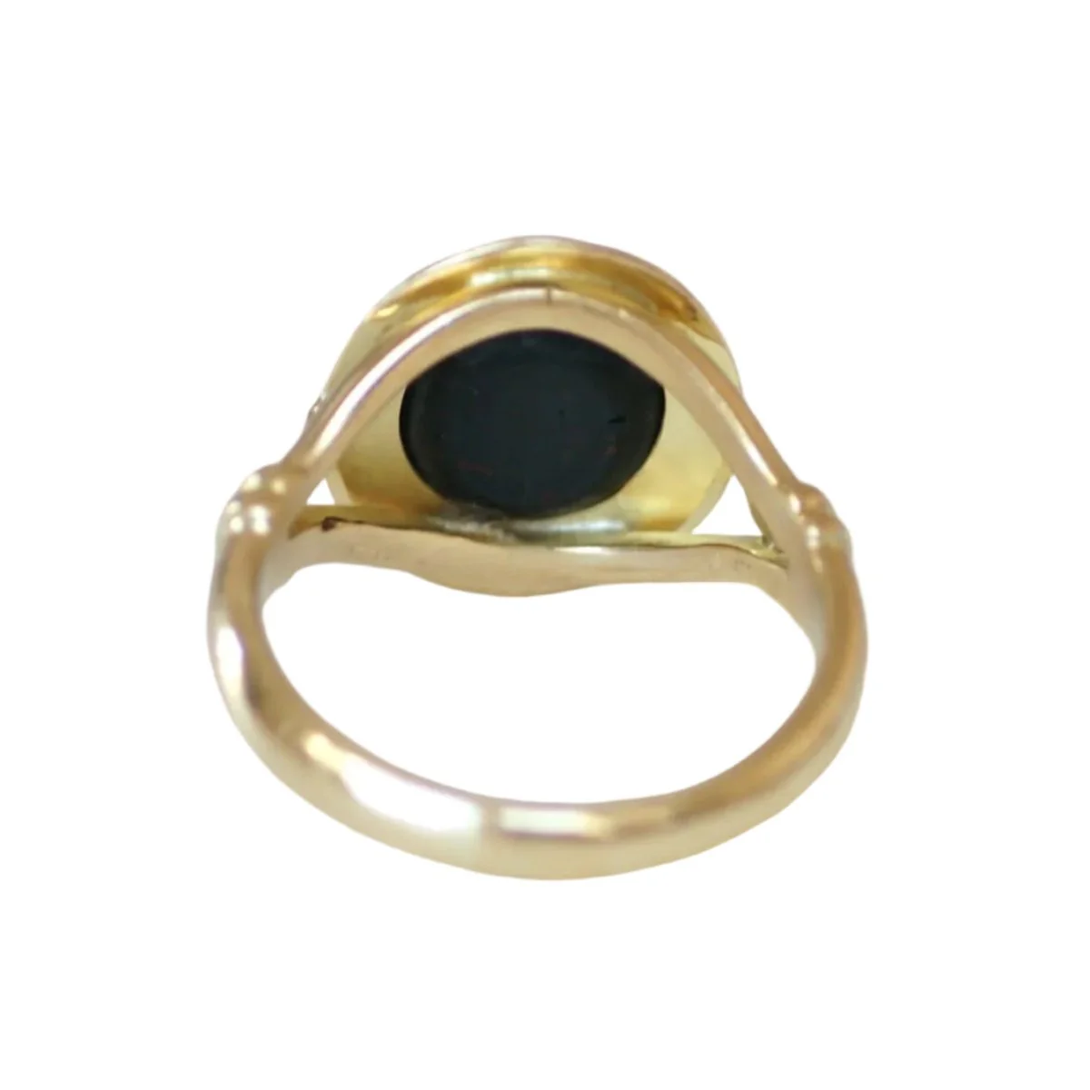 Bague Chevalière en or jaune et jaspe - Image 4