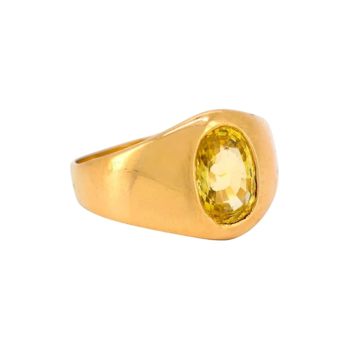 Bague Chevalière en or jaune et saphir - Image 5