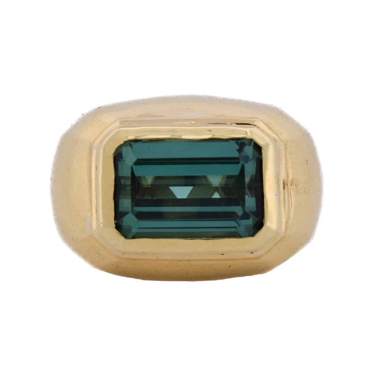 Bague Chevalière en or jaune et tourmaline