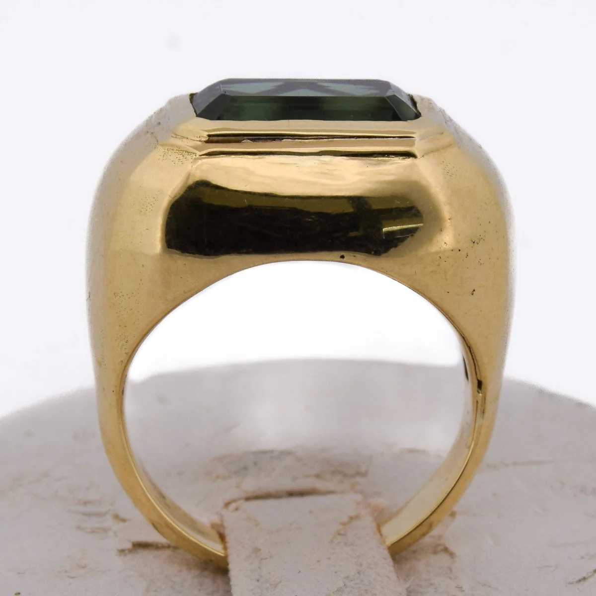 Bague Chevalière en or jaune et tourmaline - Image 8