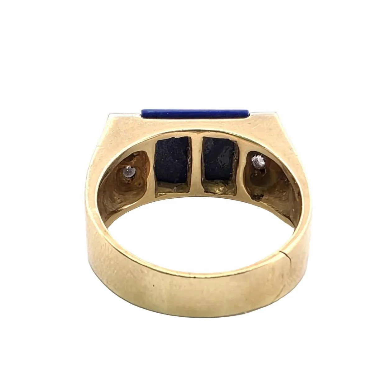 Bague Chevalière en or jaune, lapis-lazuli et diamants - Image 5
