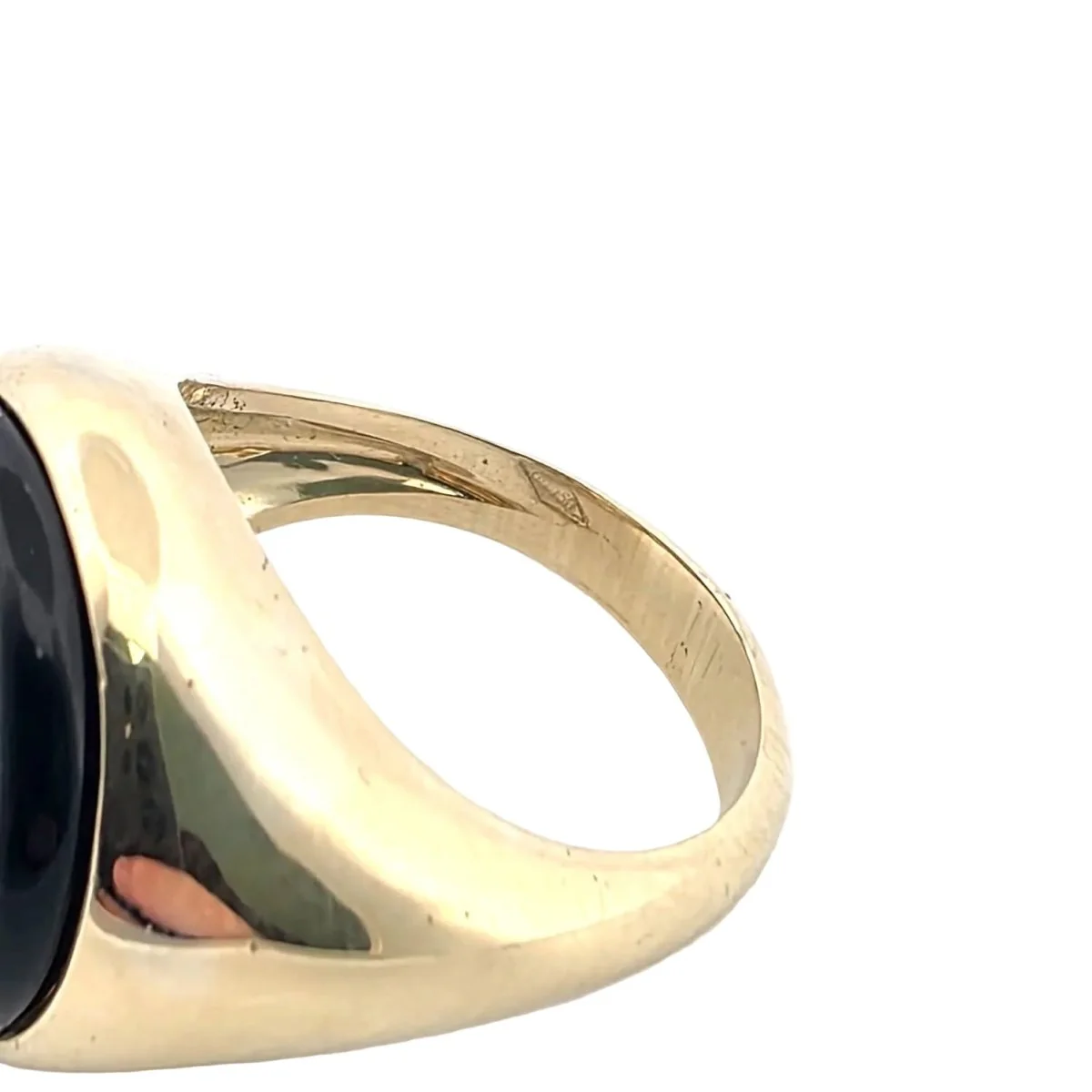 Bague Chevalière en or jaune, onyx et diamant - Image 4