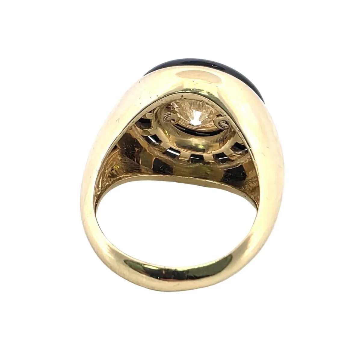 Bague Chevalière en or jaune, onyx et diamant - Image 5