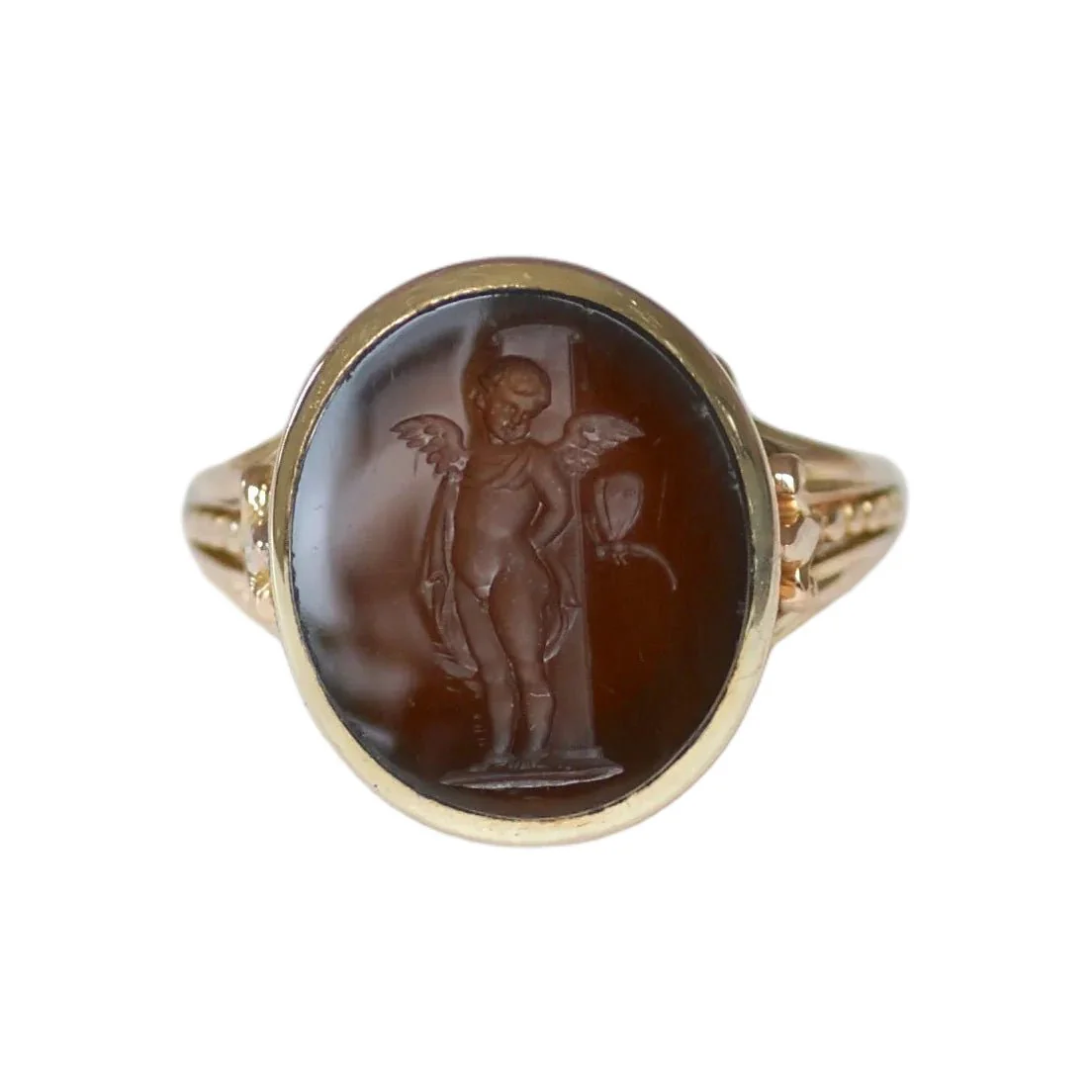 Bague Chevalière en or rose et cornaline