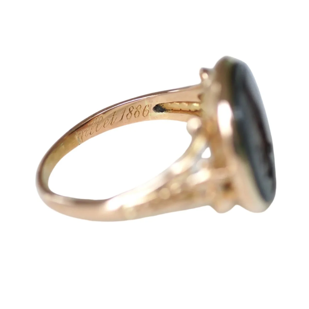 Bague Chevalière en or rose et cornaline - Image 5