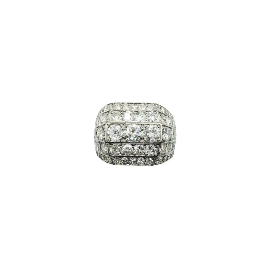 Bague Chevalière en platine et diamants