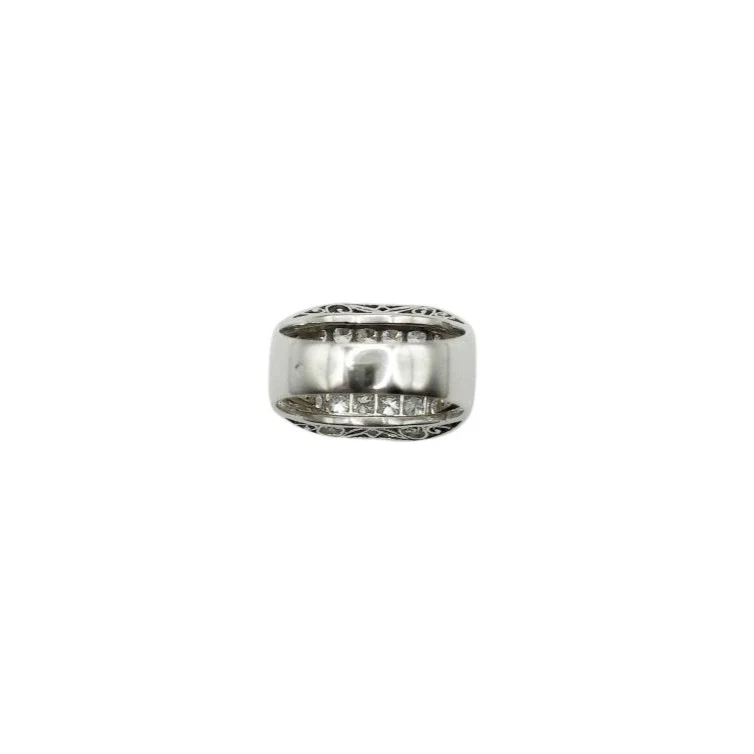 Bague Chevalière en platine et diamants - Image 3