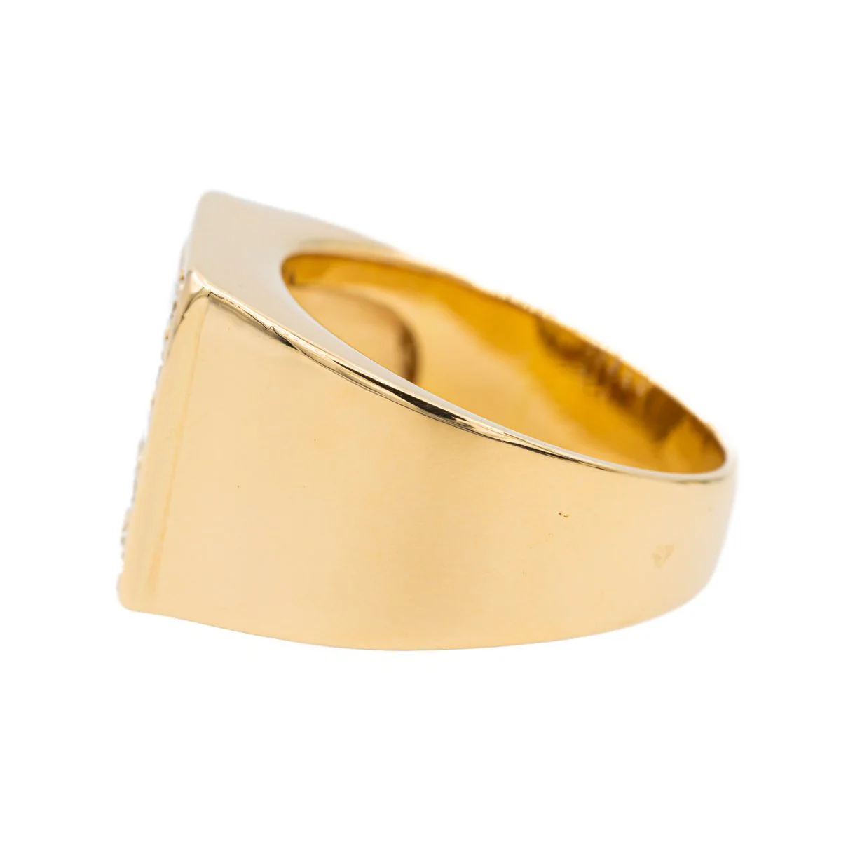 Bague Chevalière en or jaune et diamant - Image 4