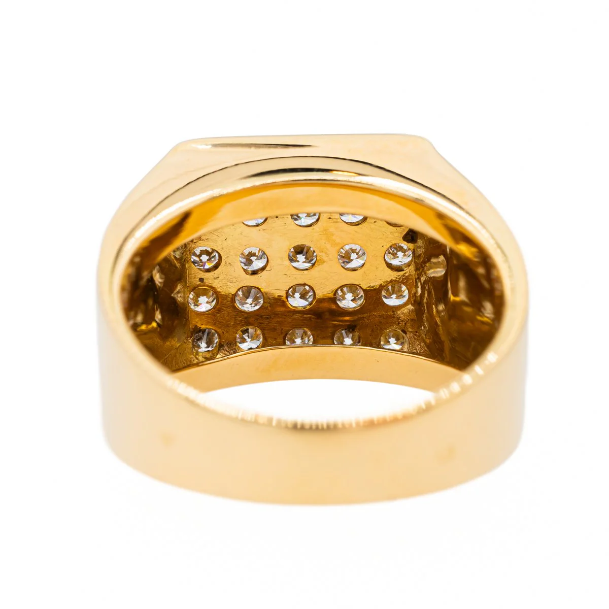 Bague Chevalière en or jaune et diamant - Image 5