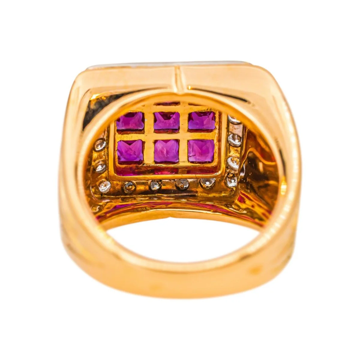 Bague Chevalière en or blanc, or jaune, rubis et diamants - Image 5