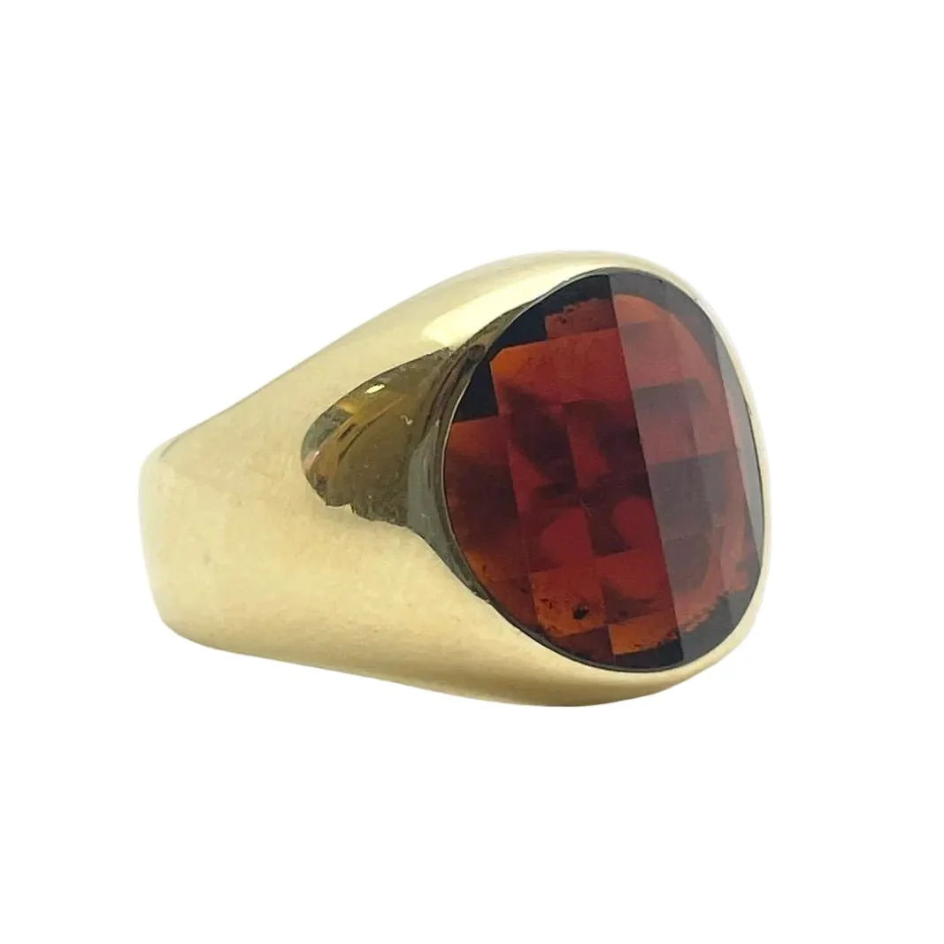 Bague Chevalière POMELLATO en or jaune et grenat - Image 6