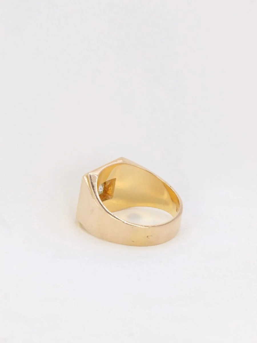 Bague chevalière vintage en or et diamants - Image 4