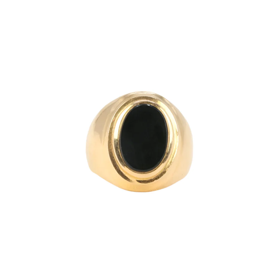 Bague Chevalière Vintage en Or et Onyx
