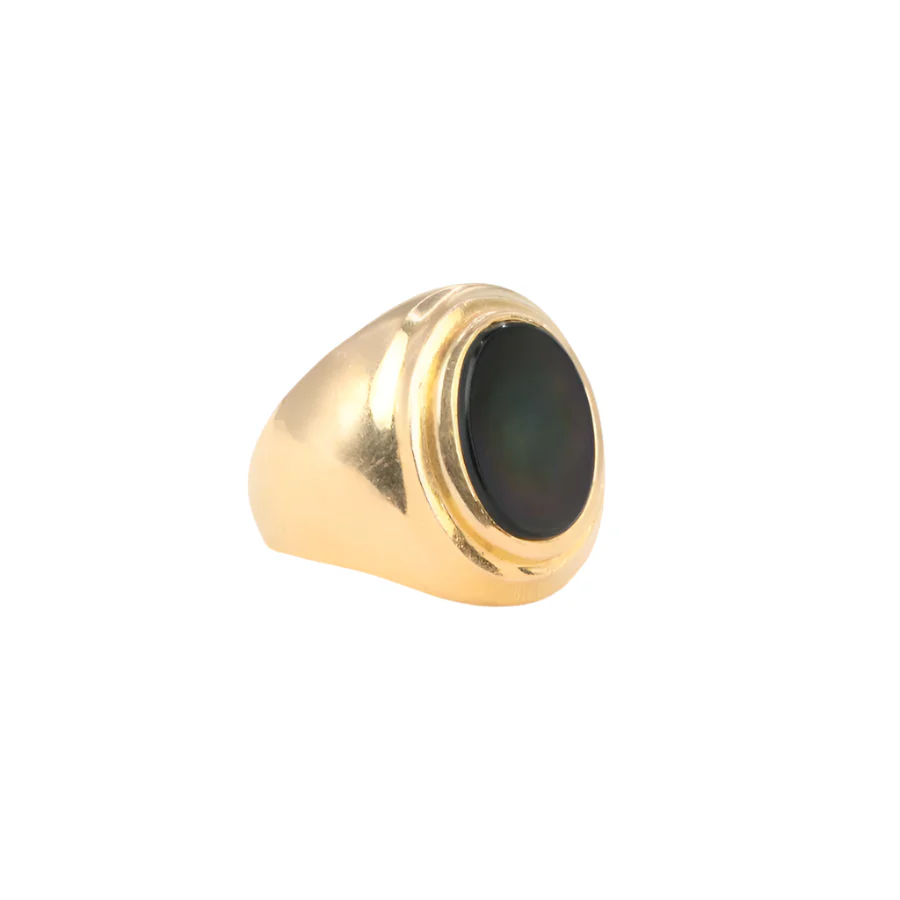Bague Chevalière Vintage en Or et Onyx - Image 3